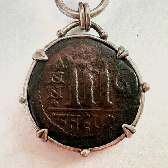 Ancient Artifact coin necklace Constantinople Byzantine Roman Coin 578-582 A.D. - Picture 13 of 15